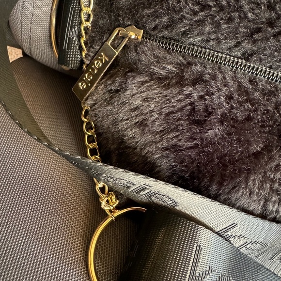 Kensie Black Plush Faux Fur Purse With Comfort Strap. - Picture 3 of 7